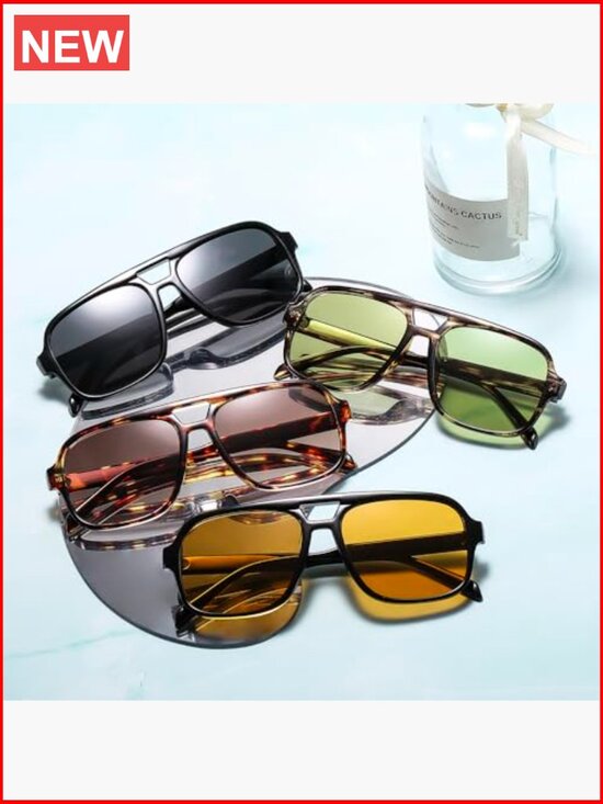 Square Aviator Sunglasses Oversized Retro 70s Trendy UV Protection Unisex main image 6